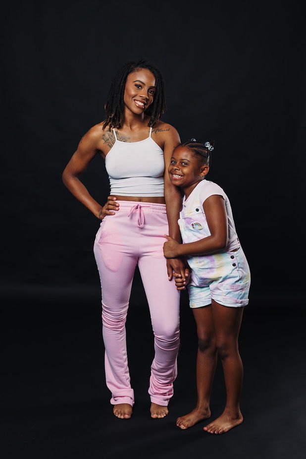 Mother and daughter studio portrait